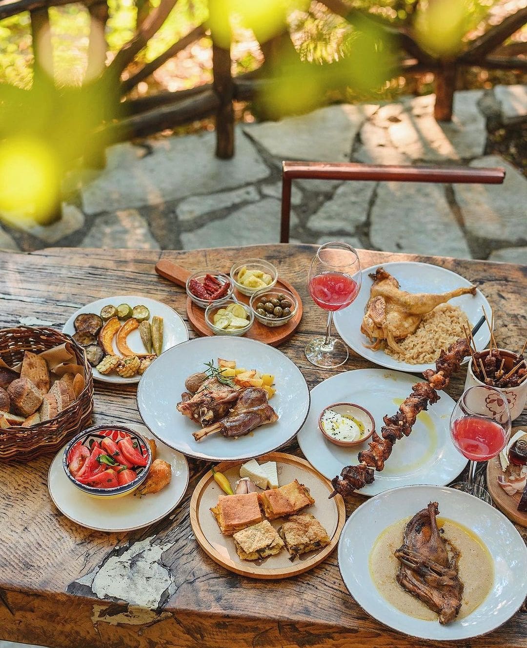The best farm stays in Europe | A generous spread of food at Mrizi I Zanave Agroturizëm, Albania