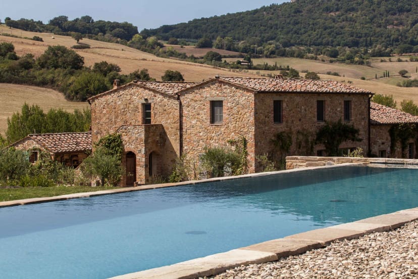 The exterior of Follonico hotel, Montefollonico, Tuscany 