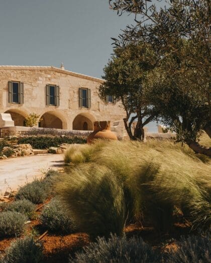 The rustic exterior of Son Blanc Farmhouse Menorca