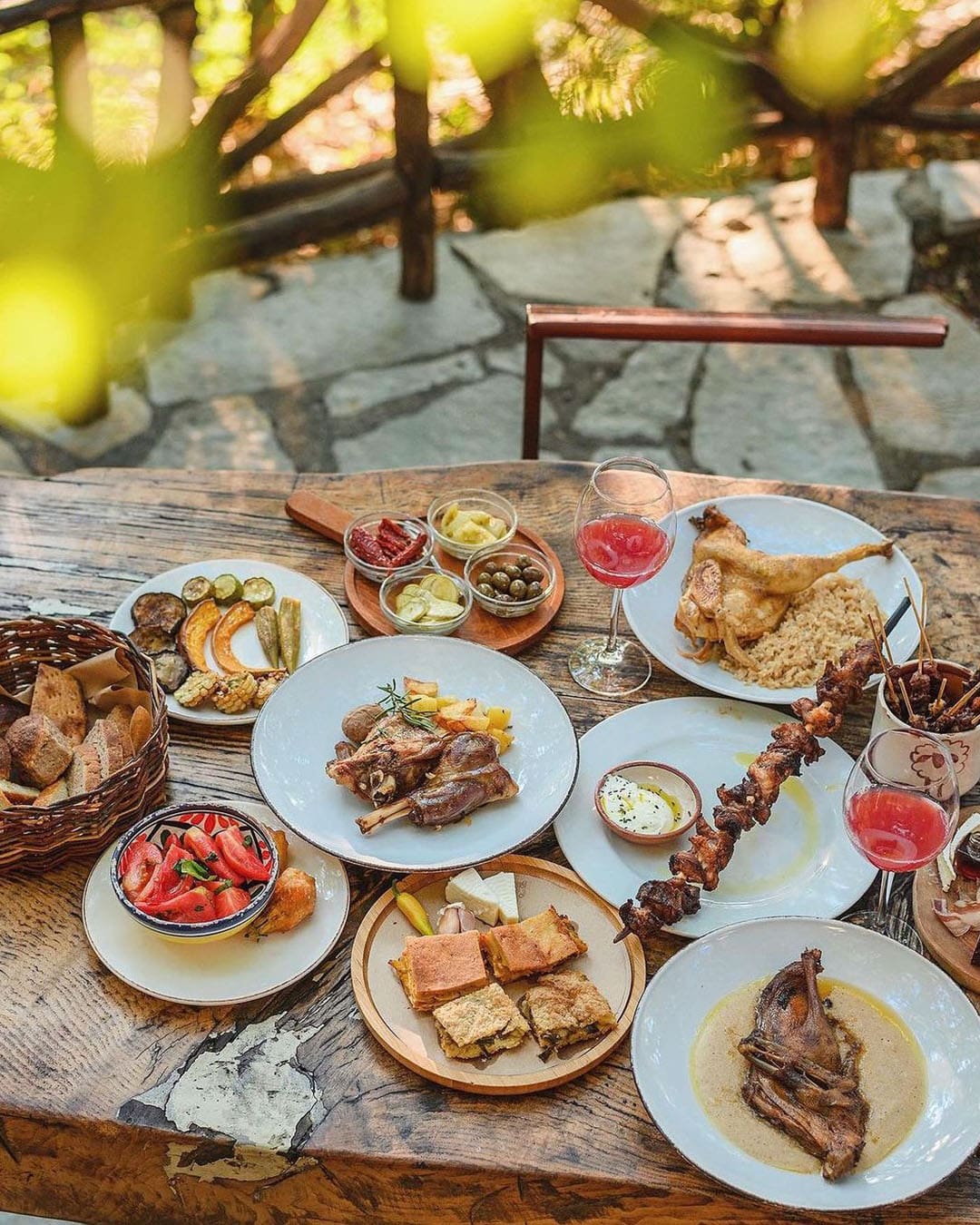 A generous spread of food at Mrizi I Zanave Agroturizëm, Albania