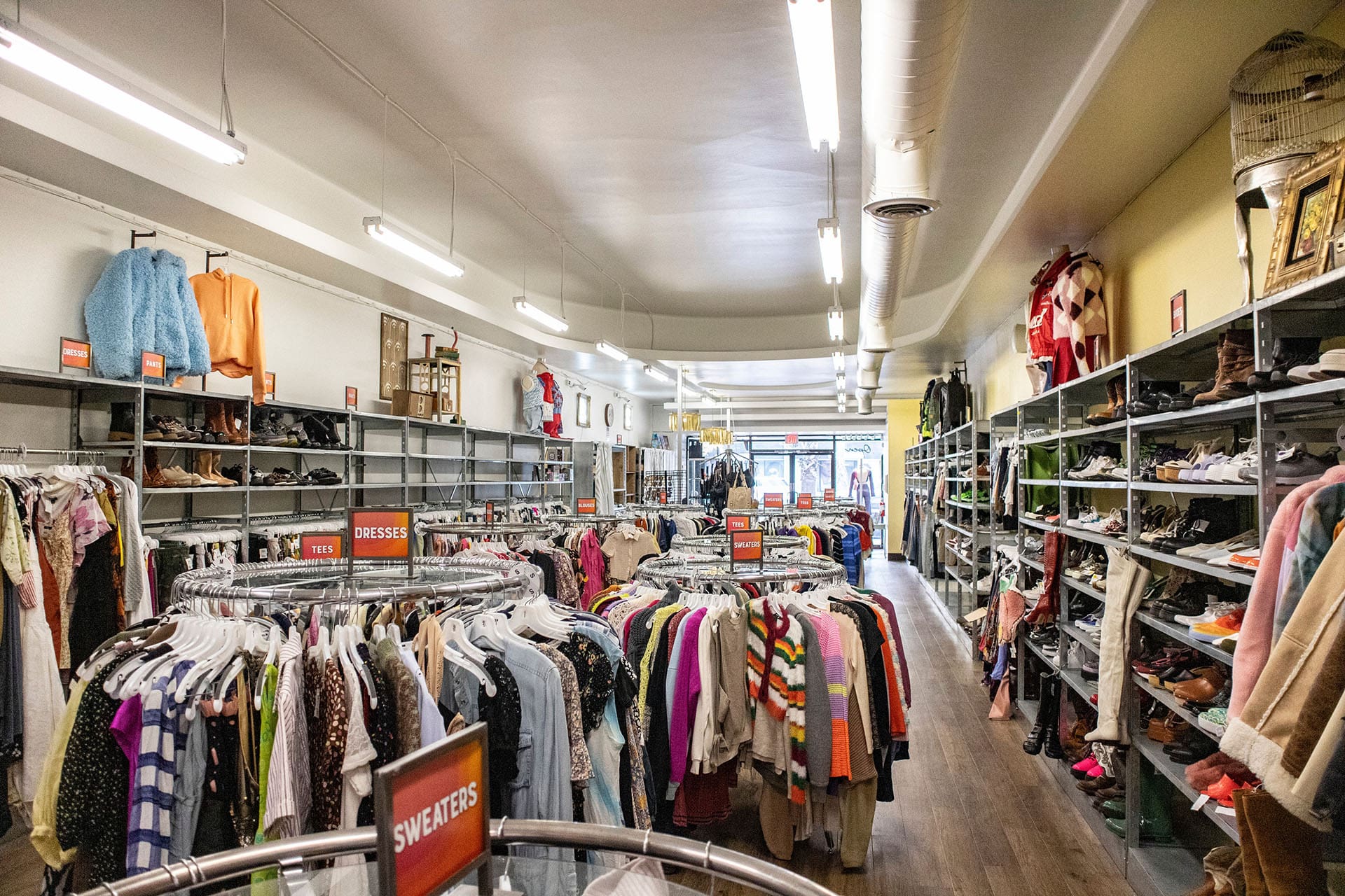 Interior of vintage fashion emporium, Buffalo Exchange. Los Angeles