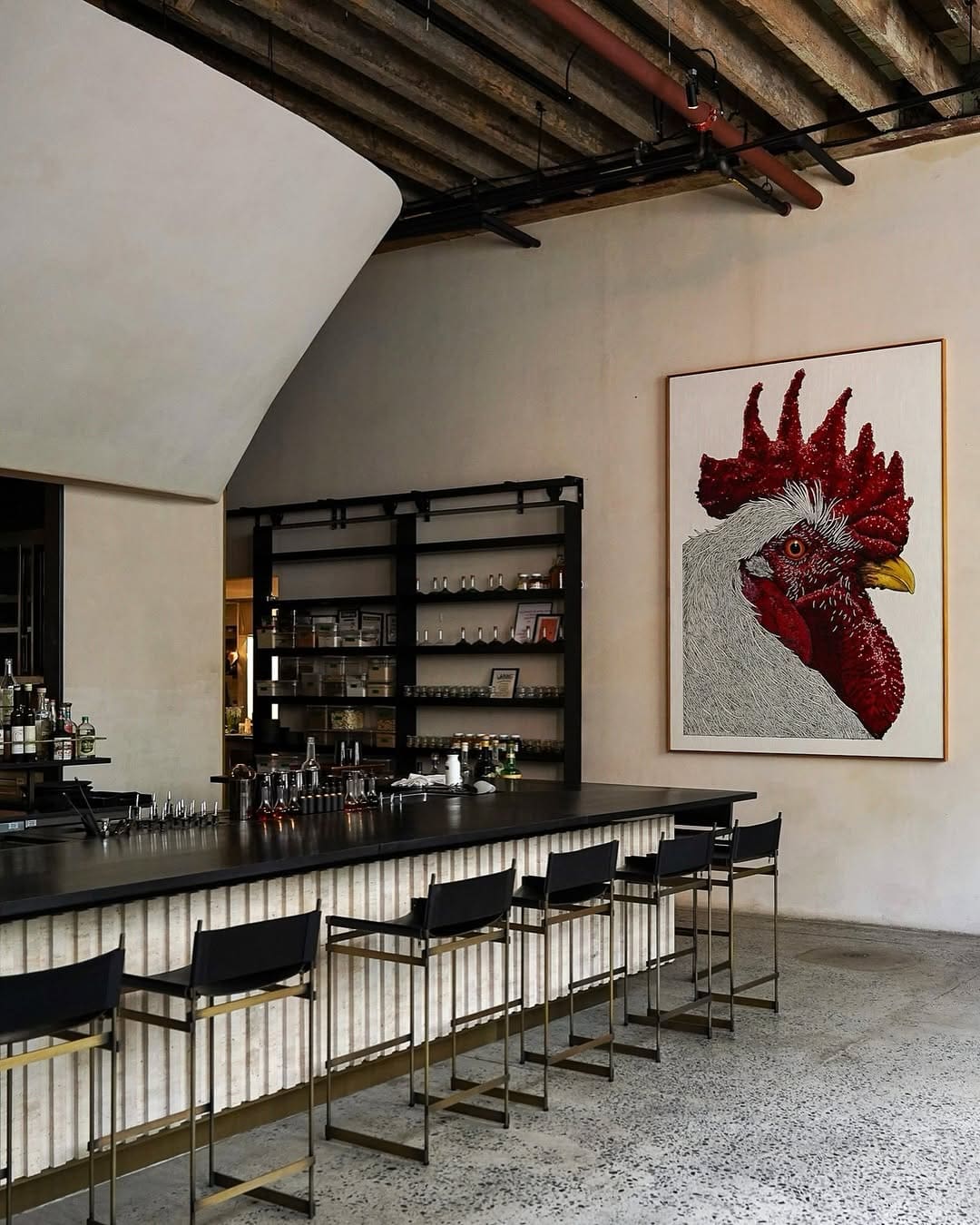 Artwork of a cockerel at Ilis restaurant
