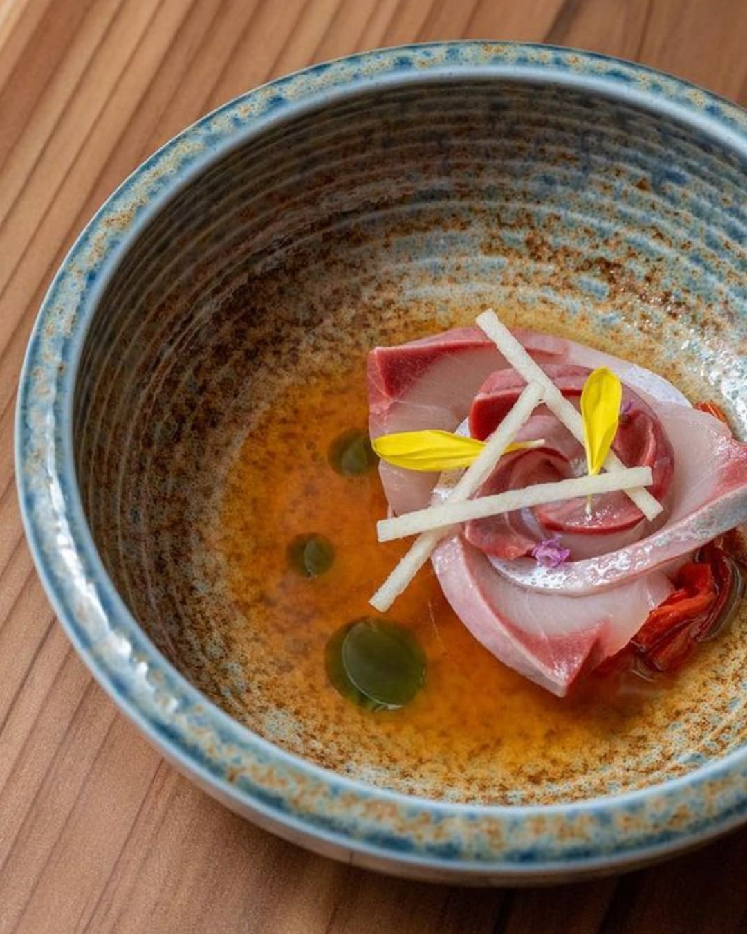 The best Izakaya in Tokyo | hamachi with Green apple and tomato jalapeño ponzu at Censu
