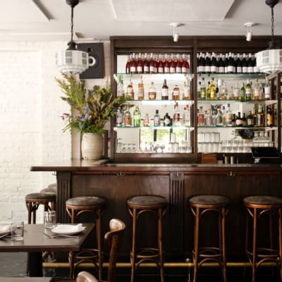 The best restaurants in Greenpoint | The wooden bar top at Chez Ma Tante