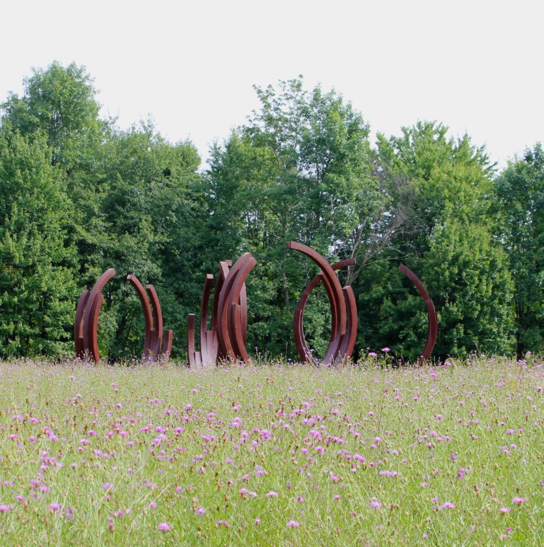 Bernar Venet, Arcs in Disorder: 4 Arcs x 5. Photography courtesy of Art Omi