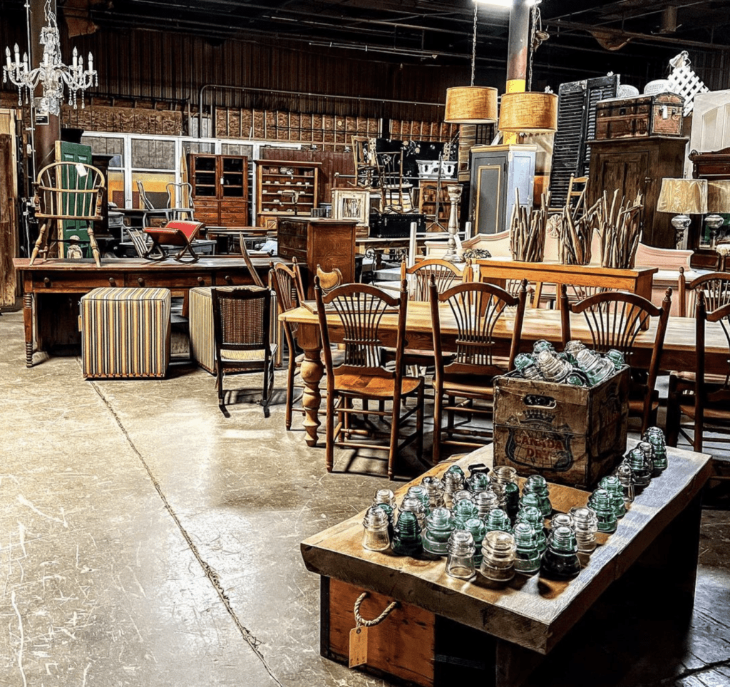 Things to do in Hudson NY | the cavernous Antique Warehouse, filled with chairs and other furniture
