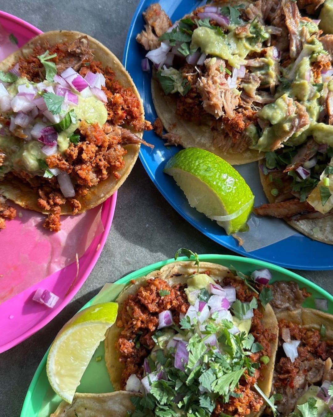 The best restaurants in Greenpoint NYC | loaded, brightly coloured tacos at Taqueria Ramirez