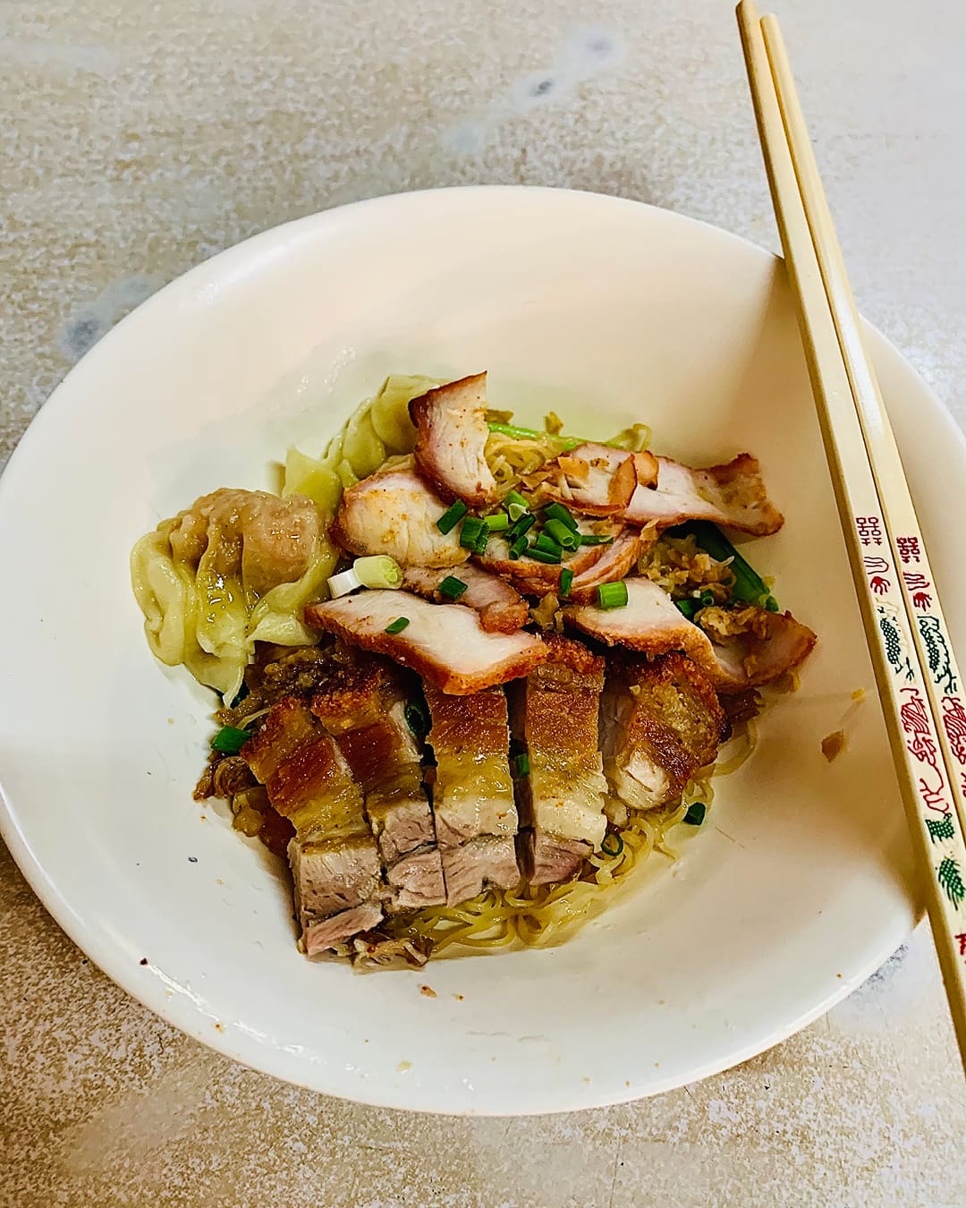 The best street food in Bangkok | a BBQ pork dish at Hom Dee Wonton Noodle