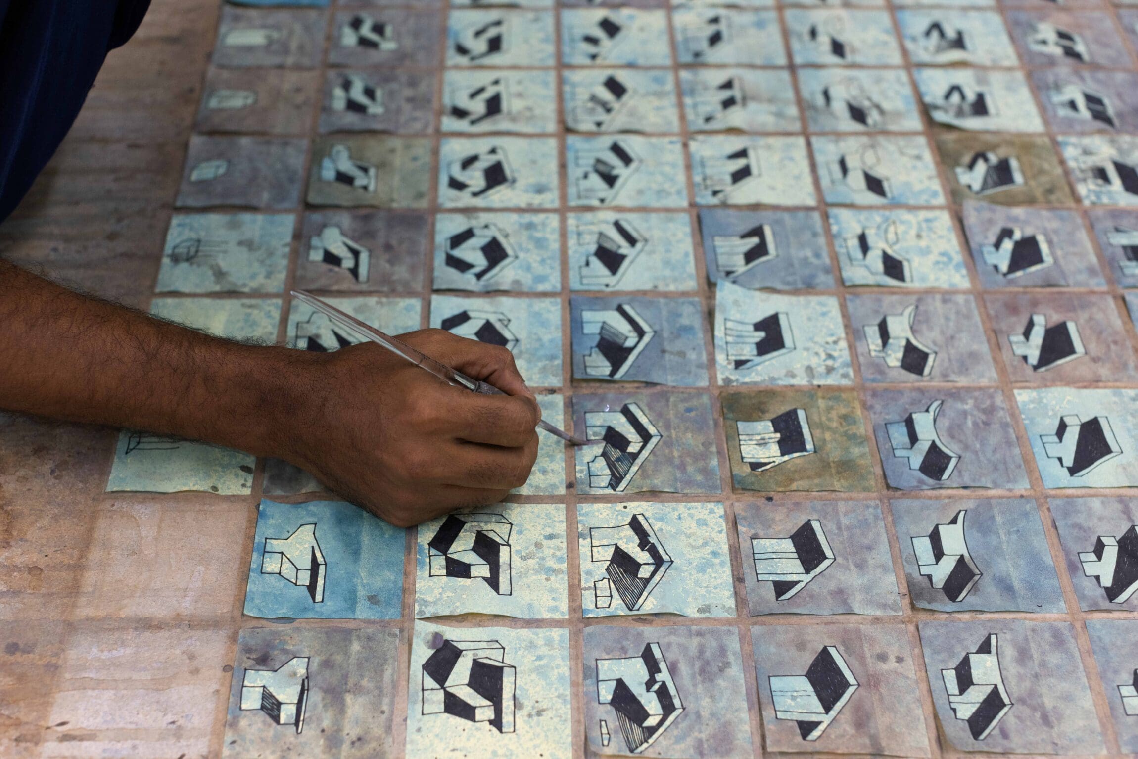 Sameer Kulavoor for ROADBOOK | Sameer Kulavoor working on his sequential drawings in his Mumbai studio