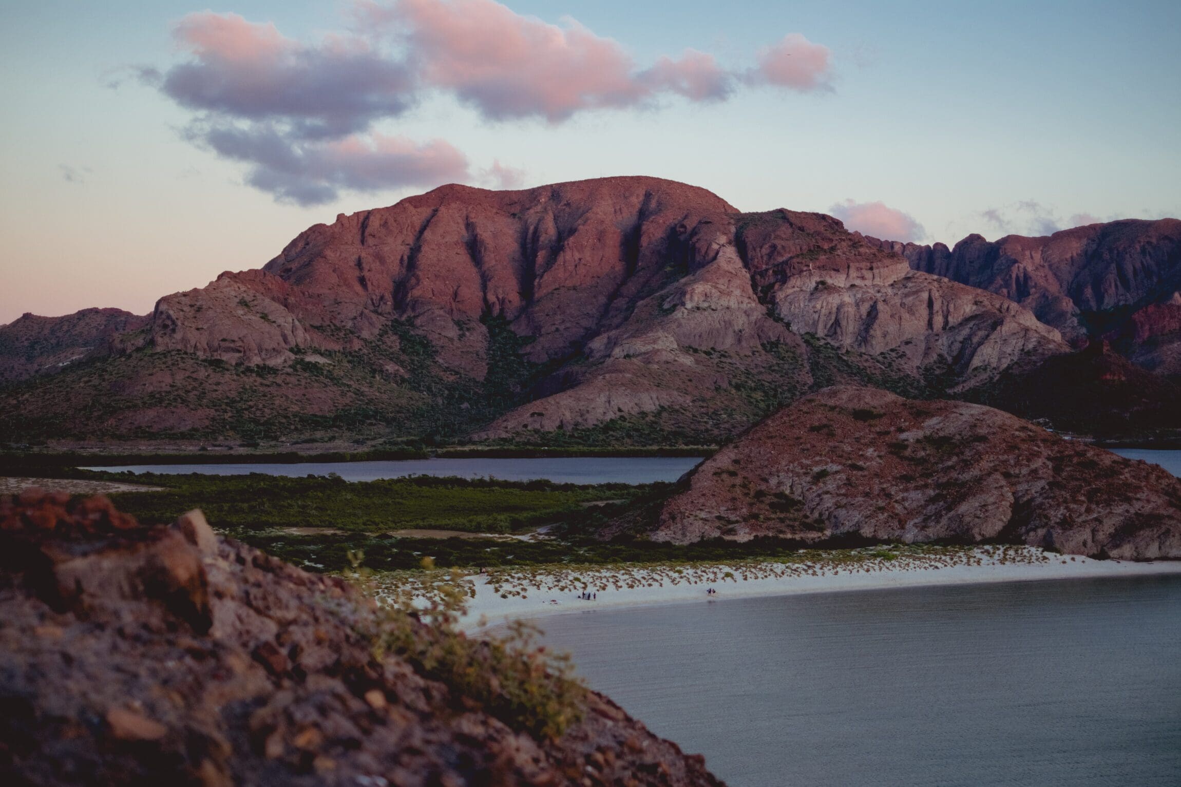 Mountains catching the last light of the day in Baja California Sur, Mexico