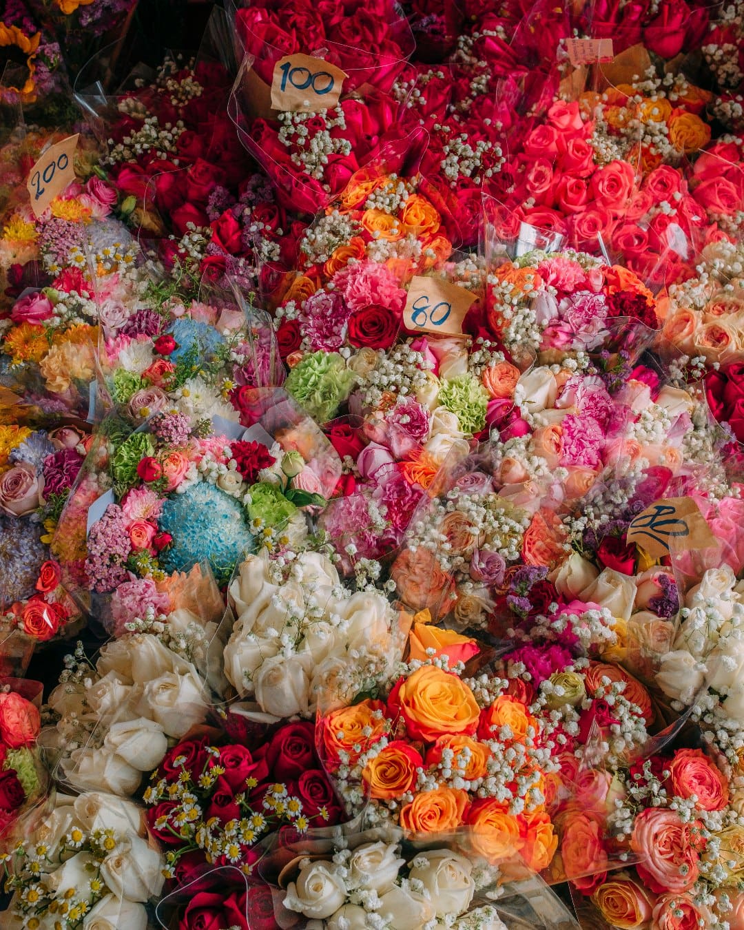 Bouquets for sale at Pak Klong Talad (Bangkok Flower Market),