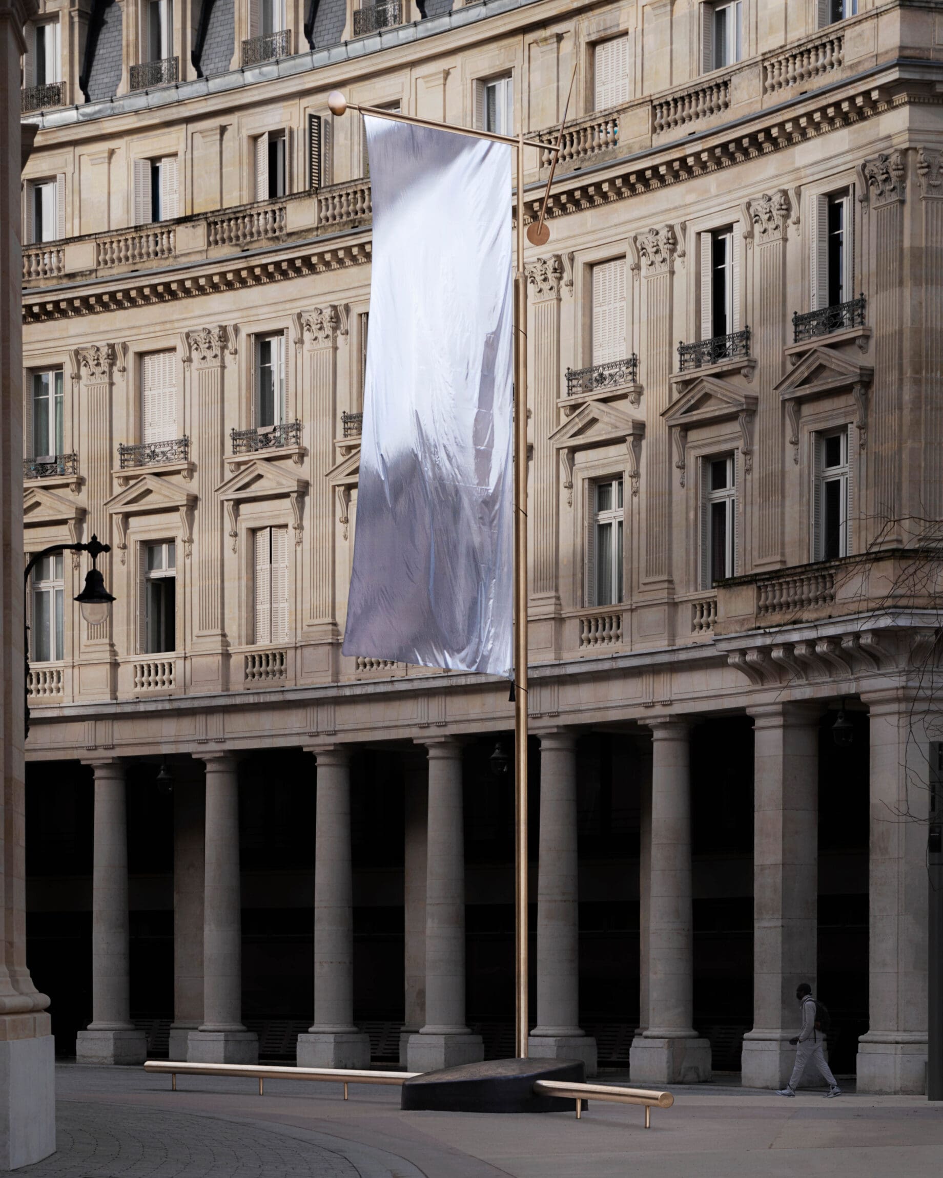 The best art galleries and museums in Paris | The Bourse de Commerce with a flag designed by Ronan & Erwan Bouroullec