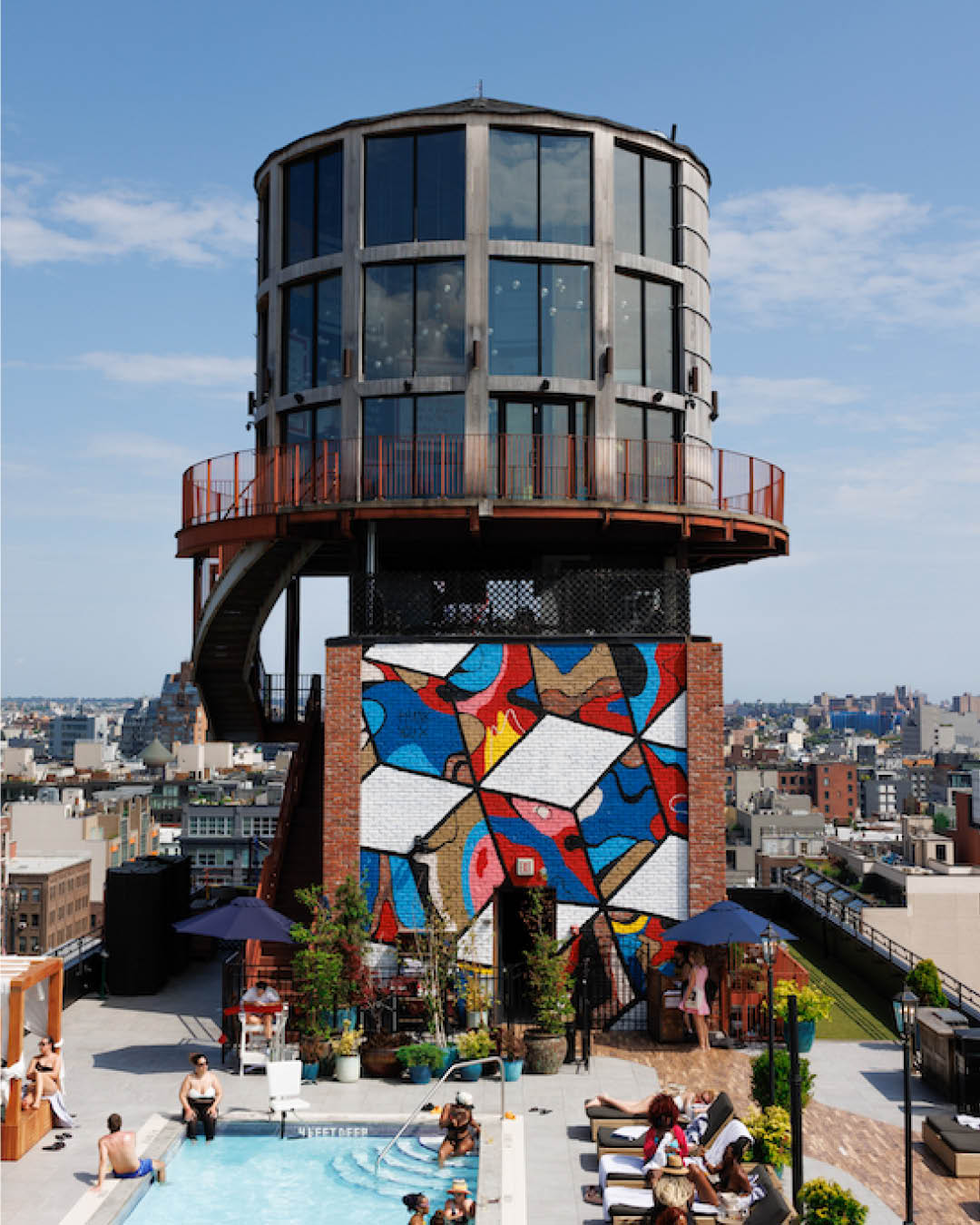 Water tower on the rooftop of Arlo Brooklyn