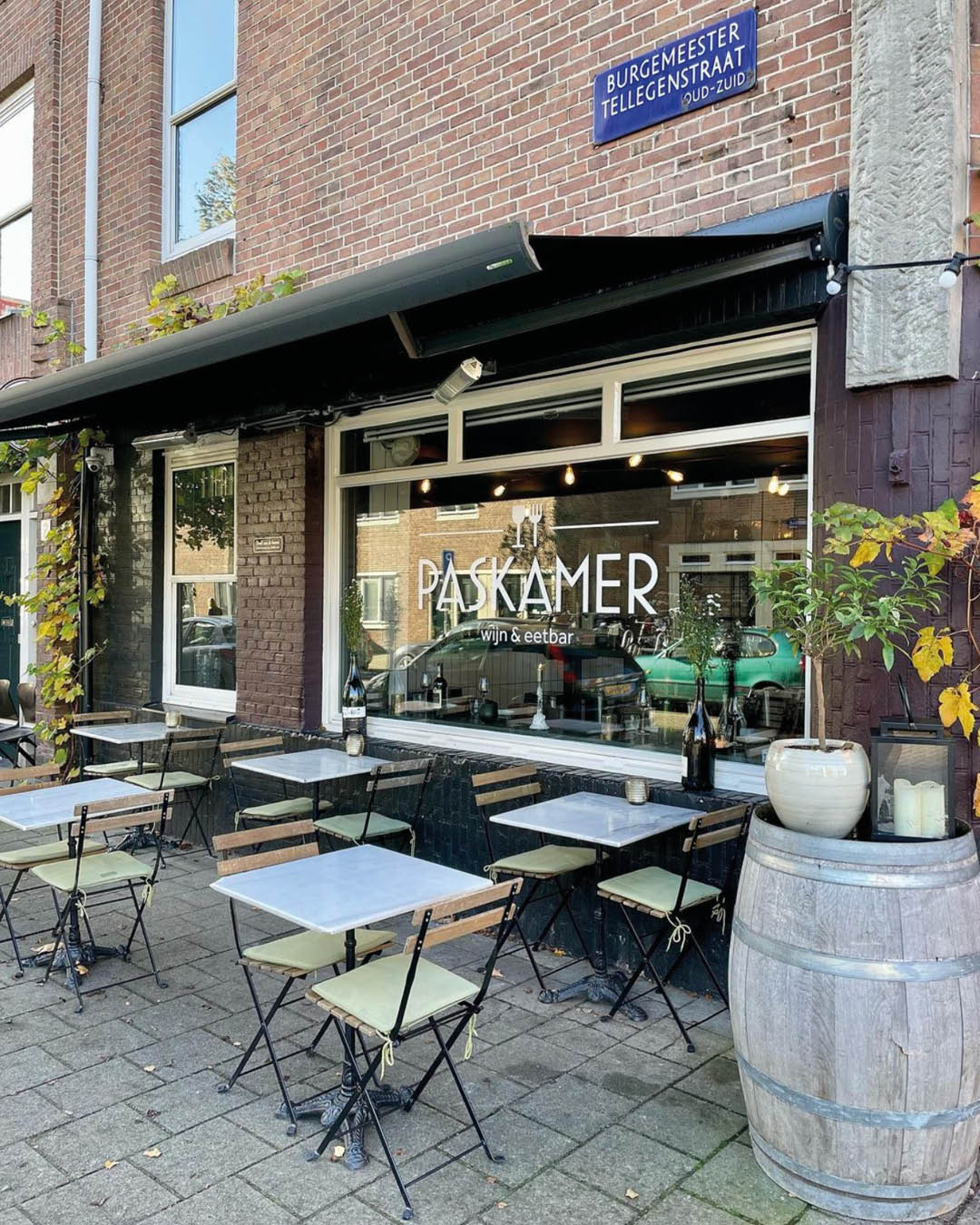 The best restaurants in De Pijp, Amsterdam | Cafe seating beneath an awning outside Paskamer