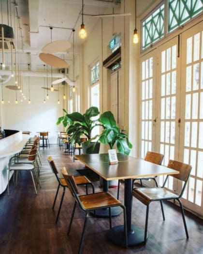 The bright interiors of Twenty Eight Cafe, Singapore.