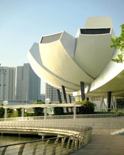 The lotus-shaped facade of the ArtScience Museum on Singapore's Marina Bay