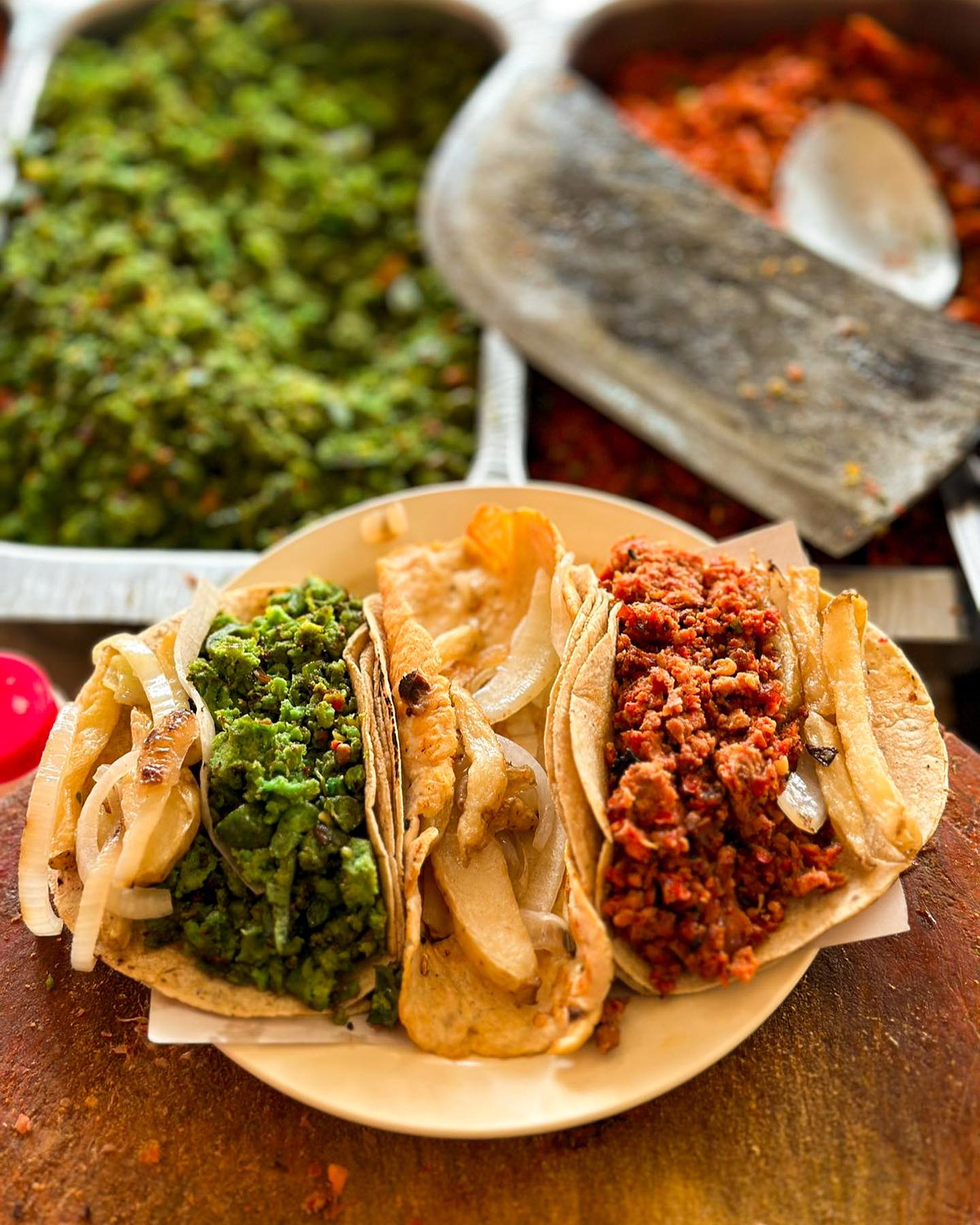 Tacos and freshly prepared food at Ricos Tacos Toluca, Mexico City