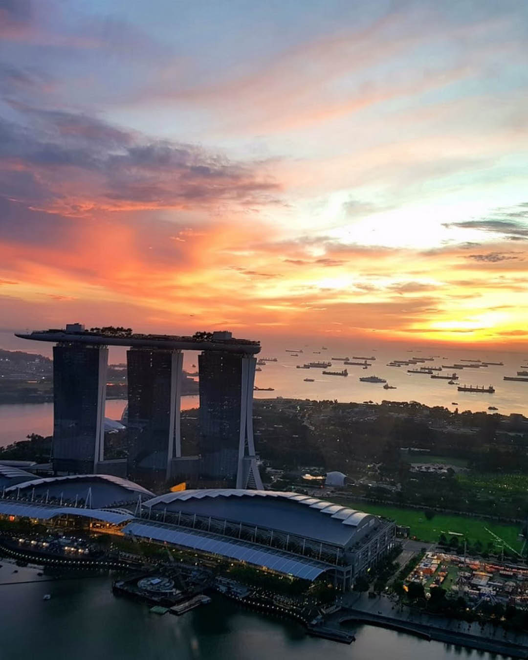 Sunset views of the CBD from Altro Zafferano, Singapore.