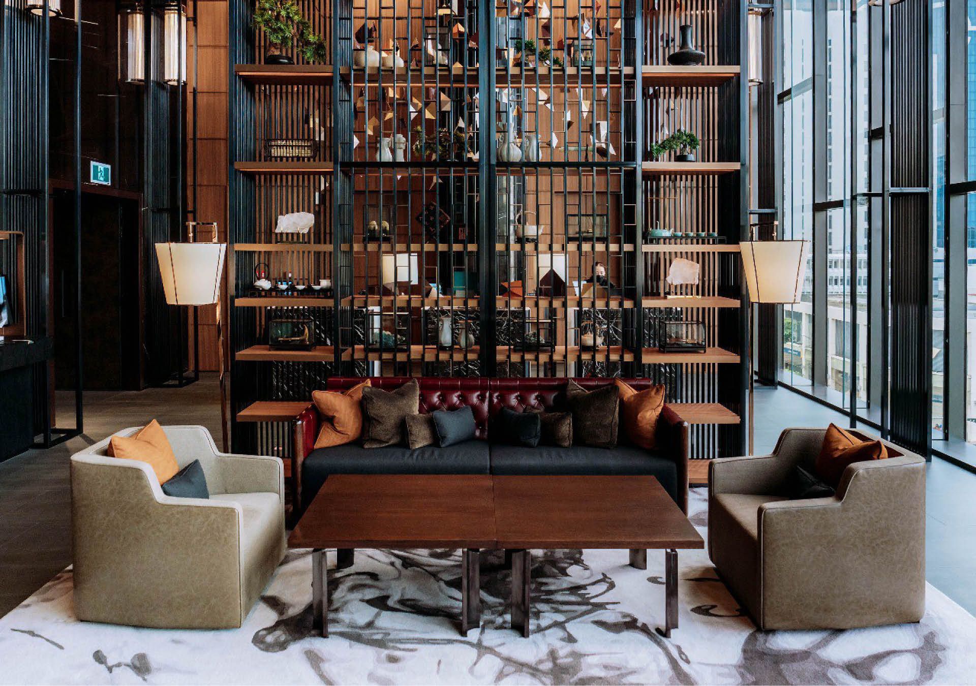 A lobby sitting area at The Clan Hotel Singapore