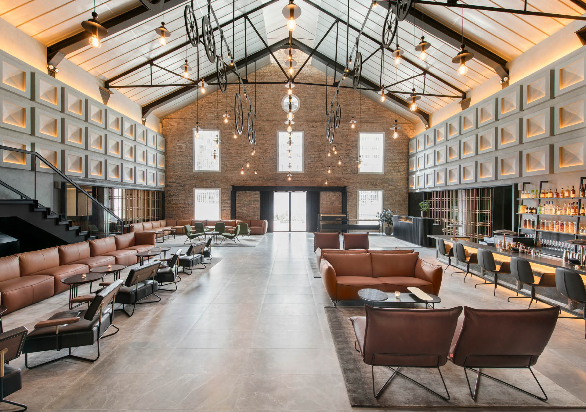 The voluminous lobby at The Warehouse Hotel