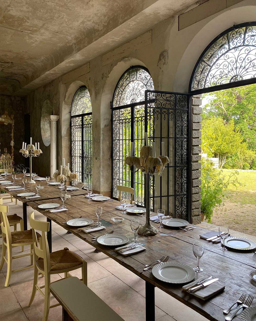 A table set for dinner at Villa Magnan, Biarritz