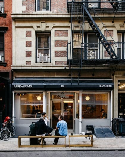 Customers enjoying great coffee, Park at Kims