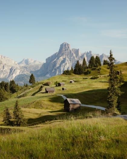 Views of the Dolomites Mountains and Alta Badia