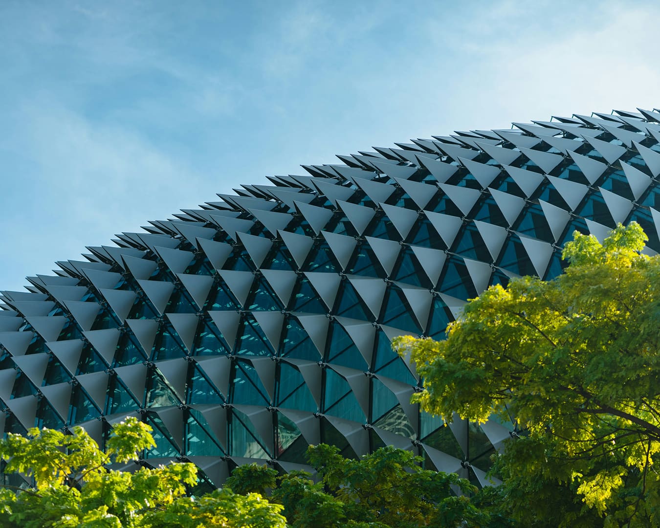 The striking geometric exterior of the Esplanade in Singapore