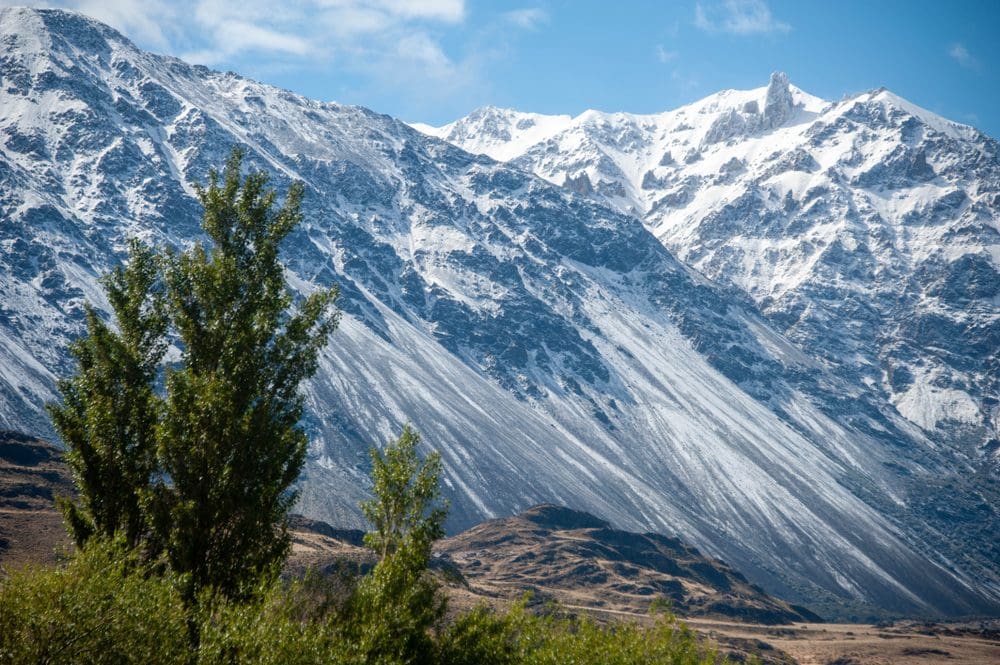 Mountains rise above the prairie in Patagonia National Park.