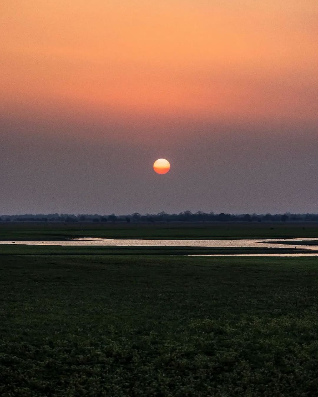 Sunset over the flood plains of Gorongosa National Park, Mozambique.