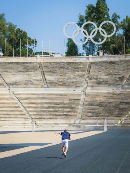 Visitors at the Panathenaic Stadium, Athens.