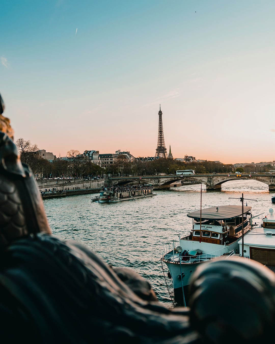 Views across the River Seine to the Eiffel Tower, Paris