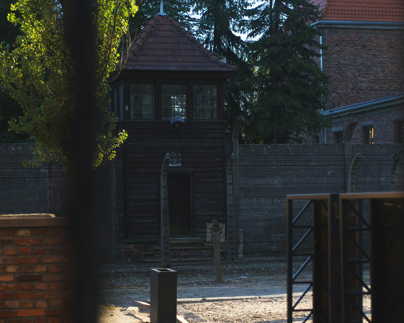 A gated entrance at Auschwitz