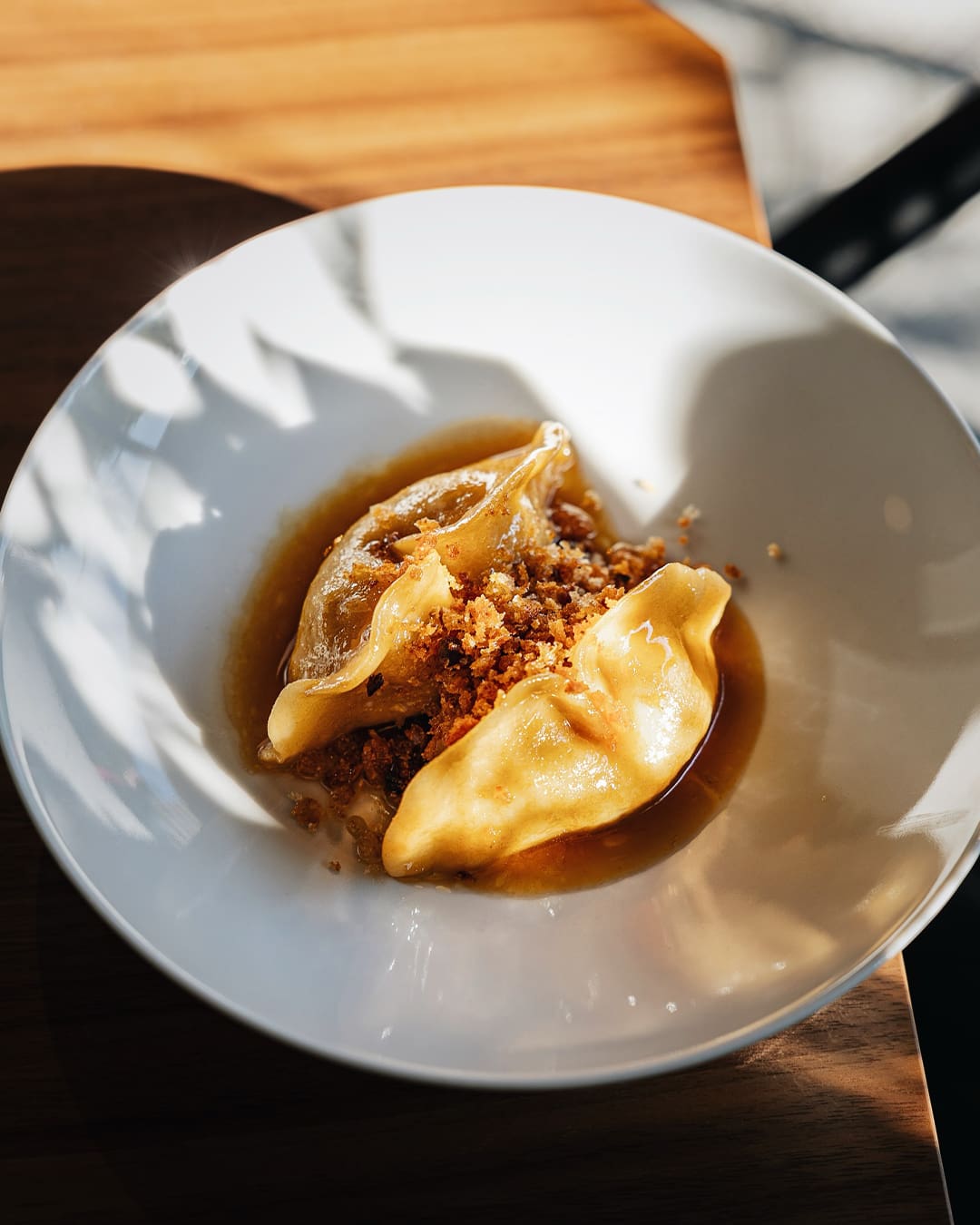 Dumpling in broth served at Hisa Franko