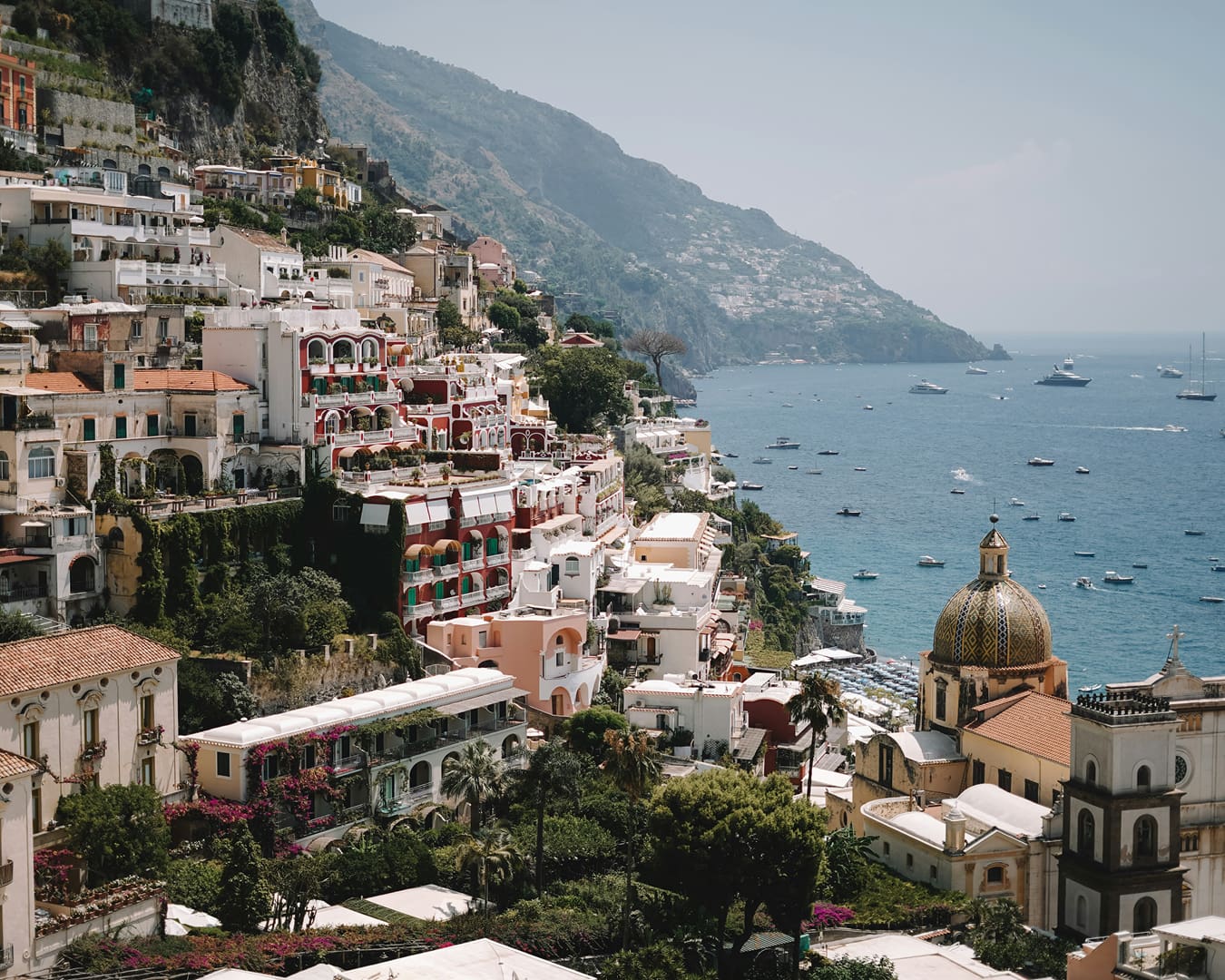 View of Positano and the Amalfi coastline