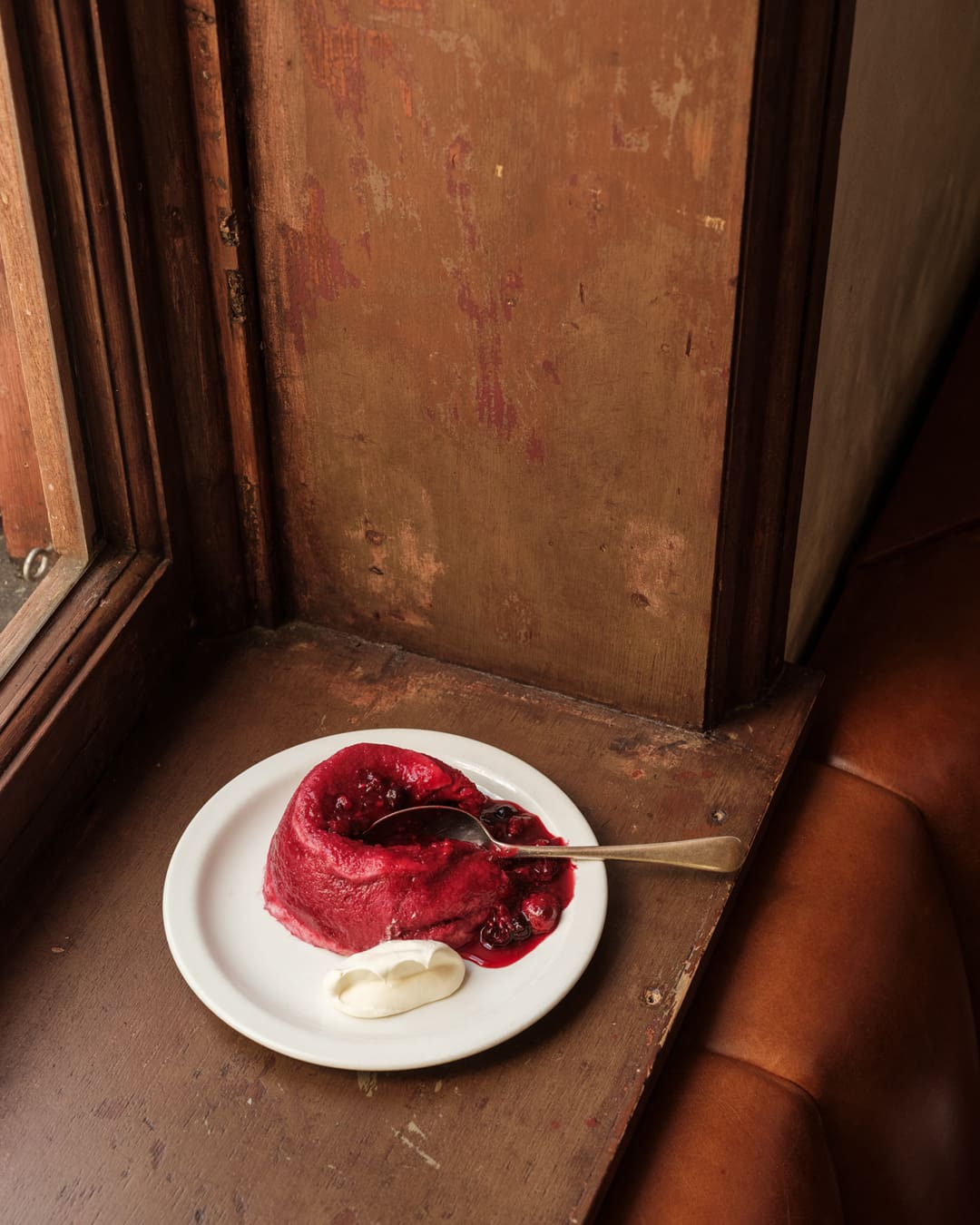 A raspberry dessert at The Pelican in Notting Hill