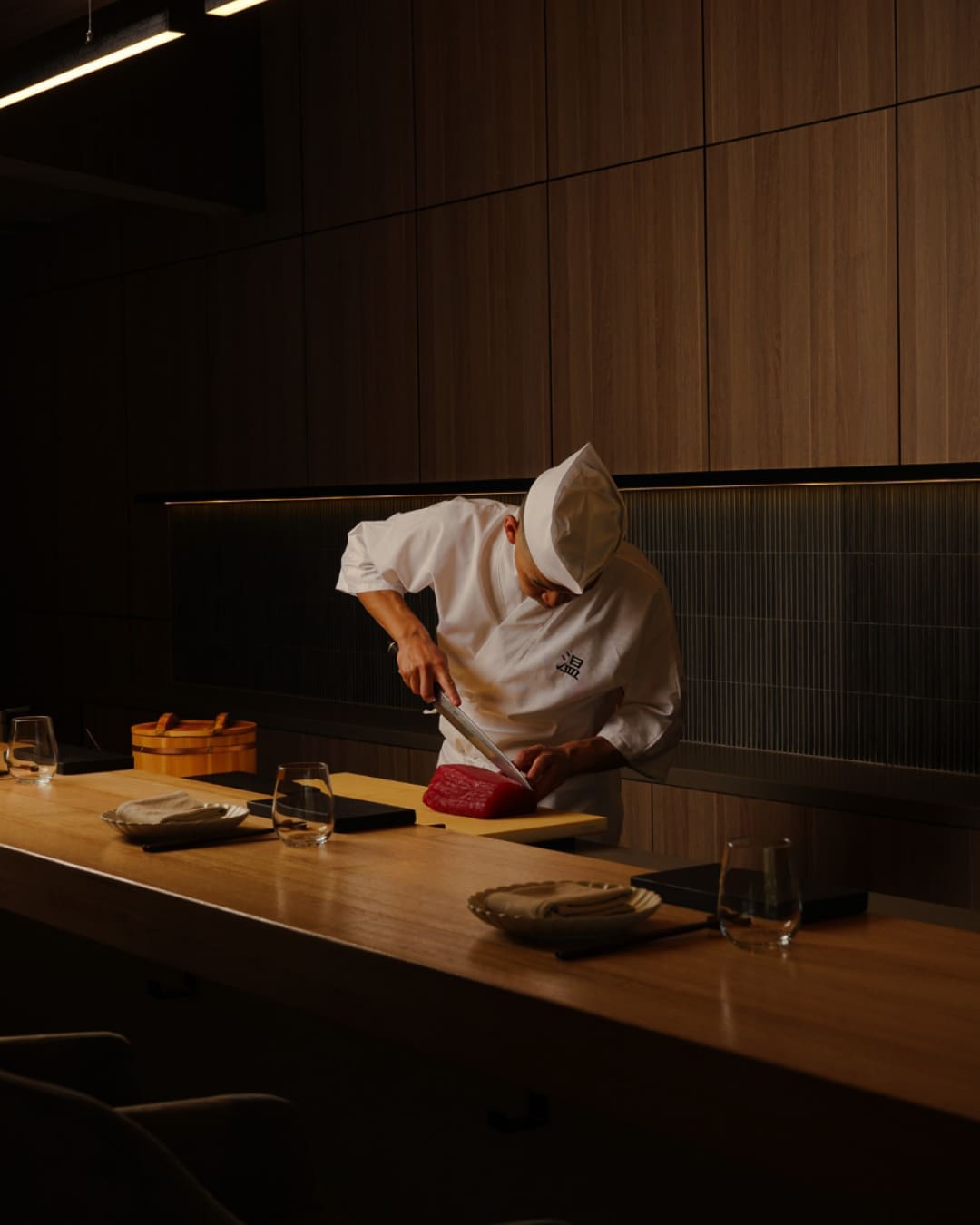 A chef preparing food at On Sushi in Kew, Melbourne