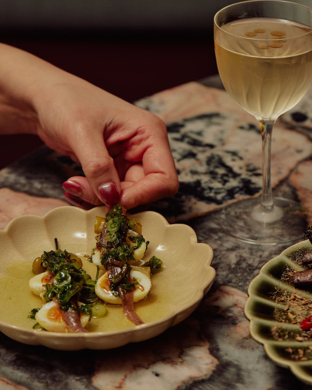 An egg and anchovy starter at Etta in Brunswick, Melbourne