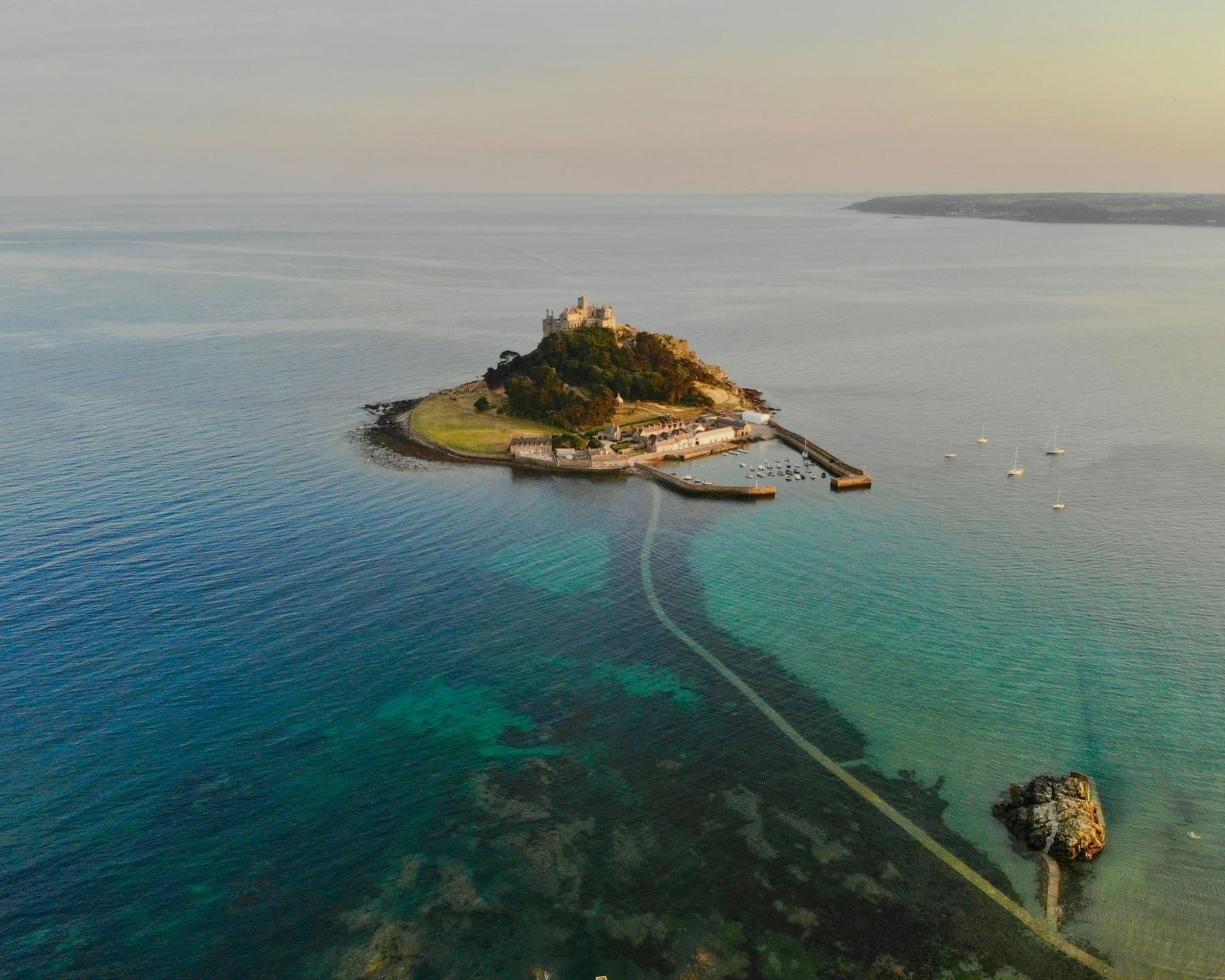 Aerial view of St Michael's Mount, Cornwall