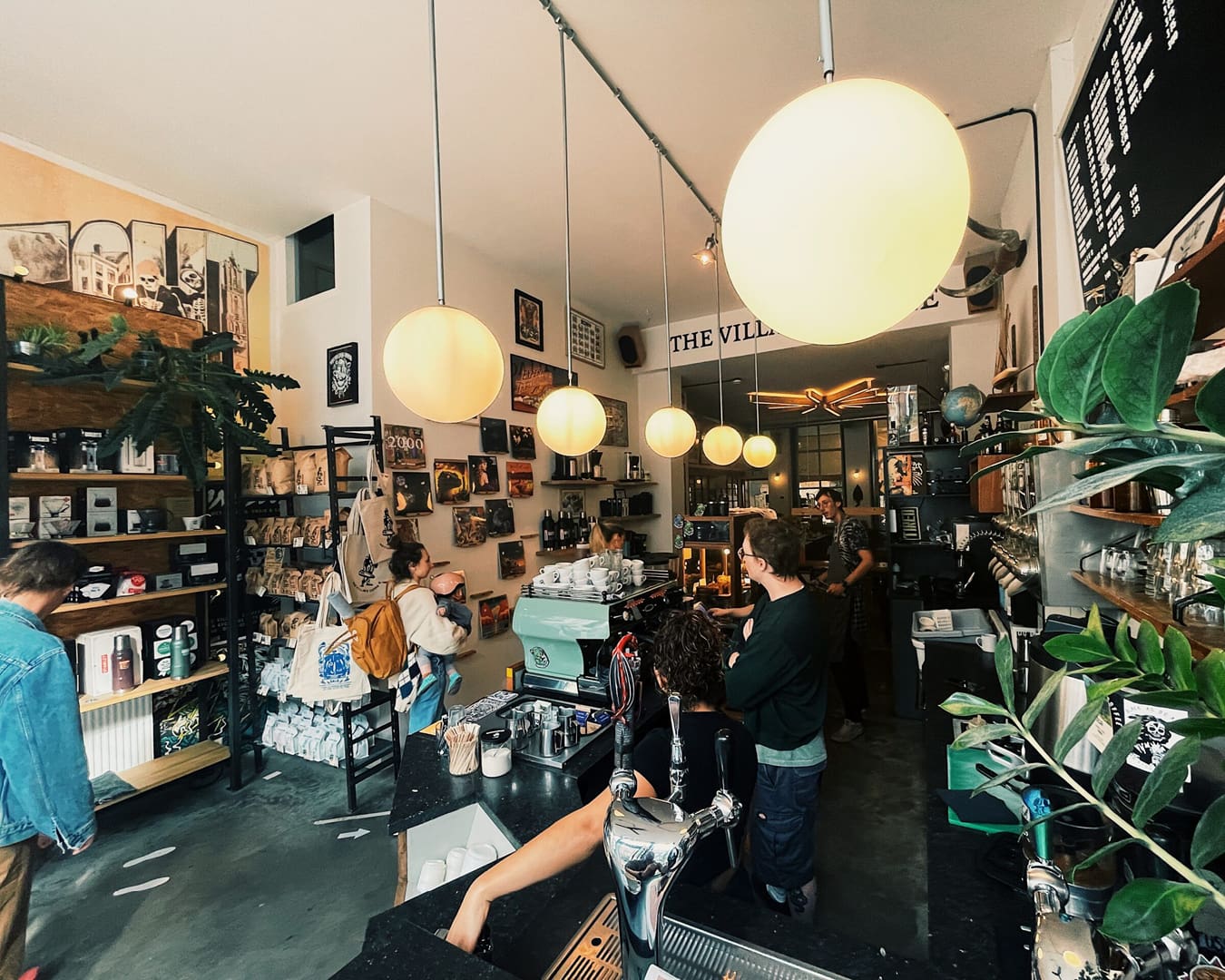 Serving coffee at The Village Coffee & Music coffee shop in Utrecht.