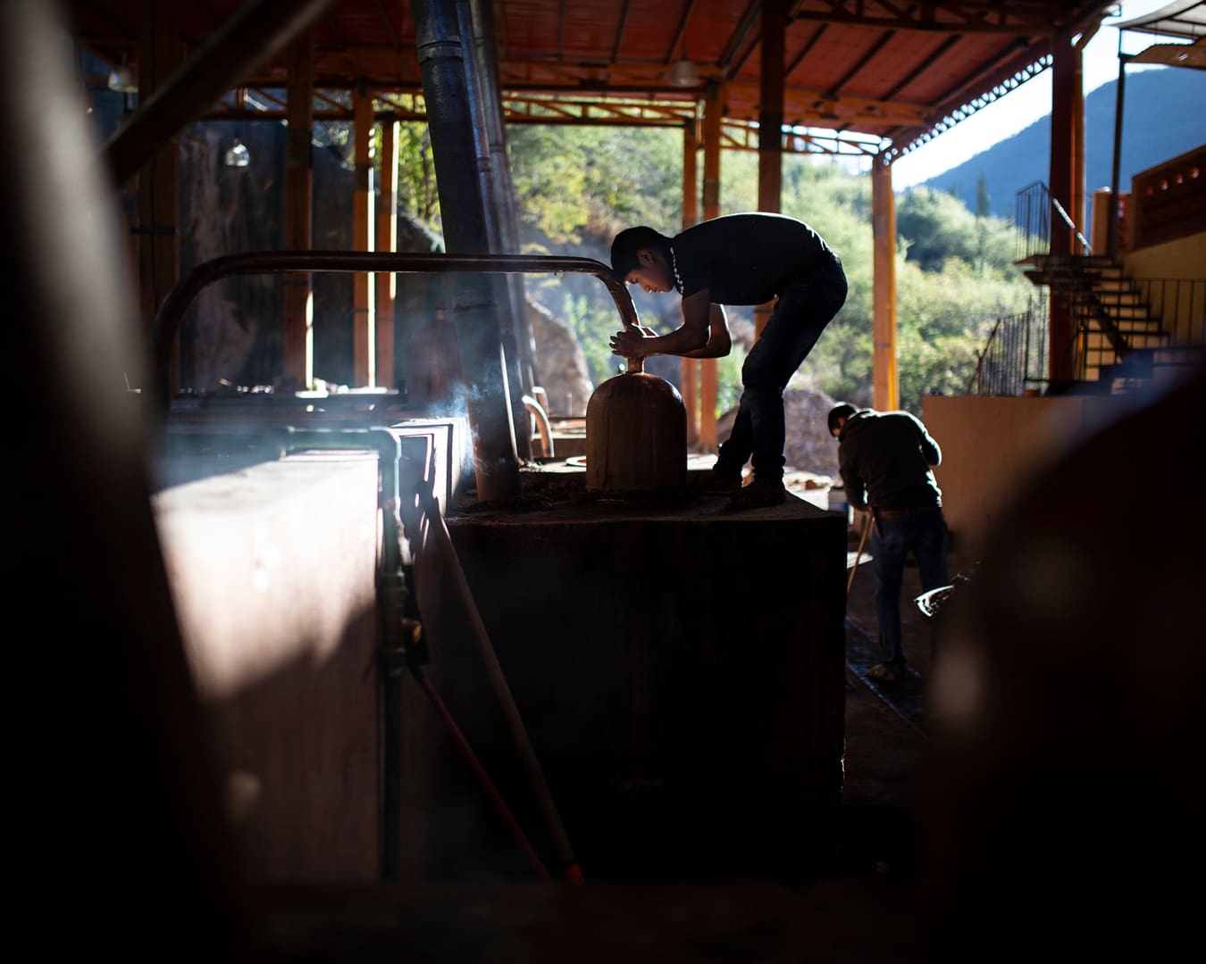 The team at work at Mezcal Vago, Oaxaca