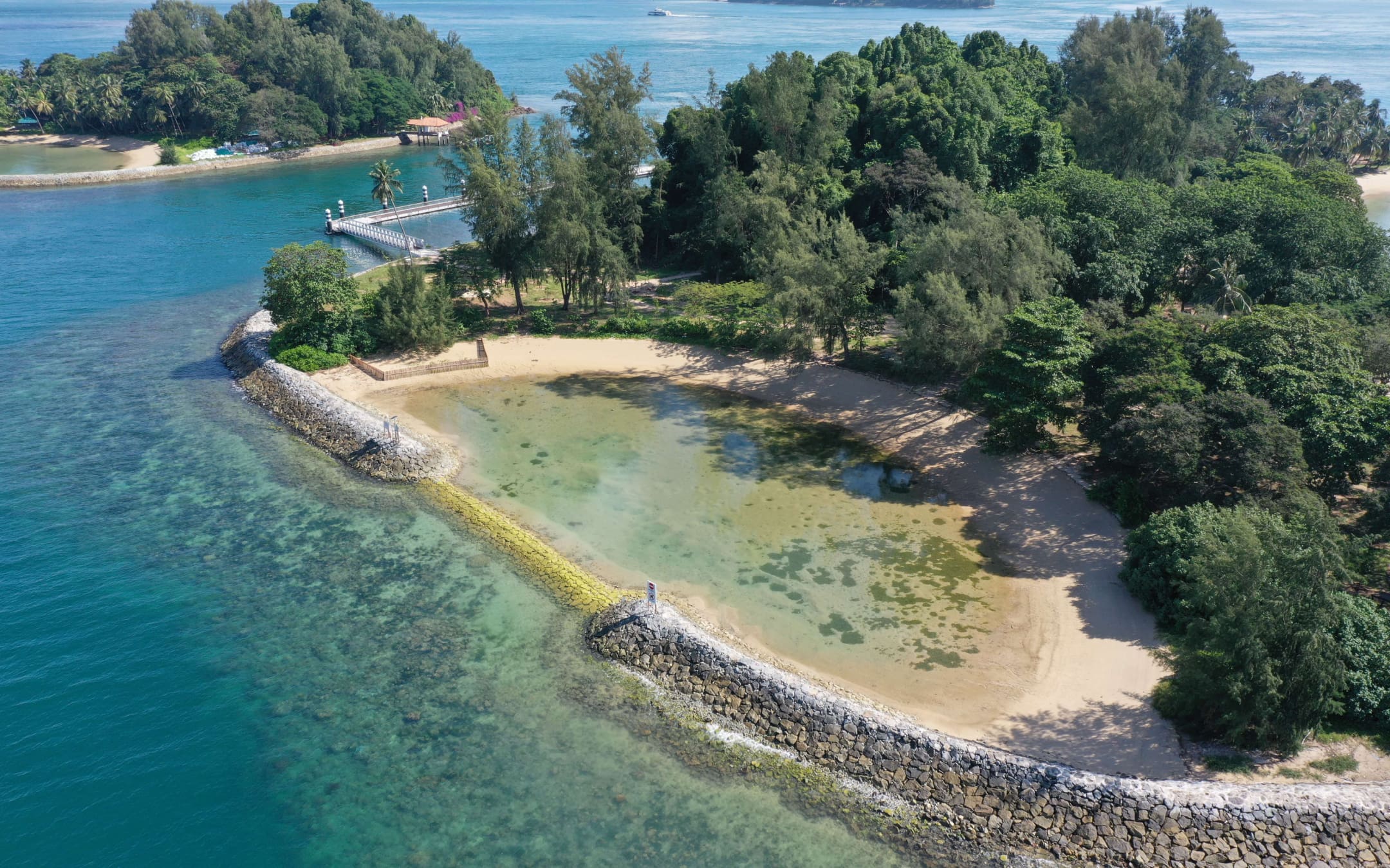 Aerial view of the lagoon tidal pool at Sisters' Islands Marine Park in Singapore. Photo by NParks