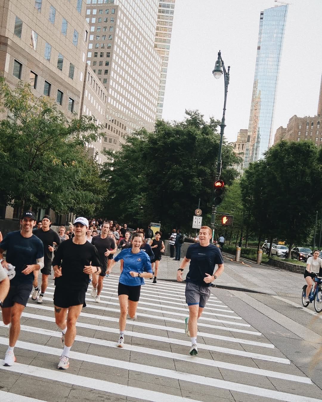Runners against skyscrapers in NYC; courtesy of Dirty Bird Run Club