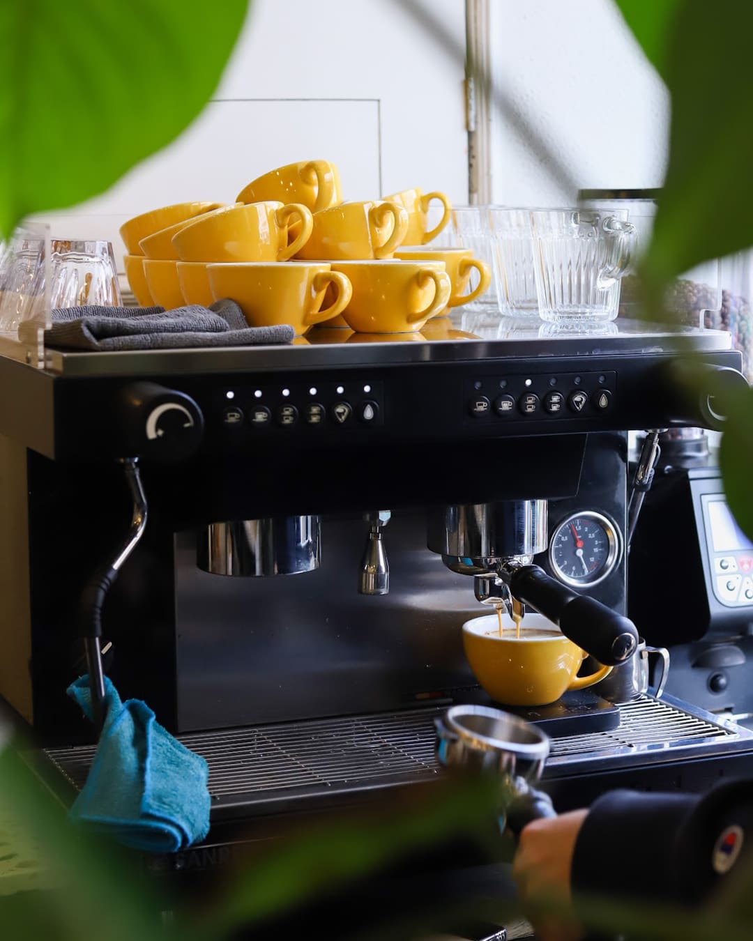 Yellow coffee mugs at Milkees, Lisbon