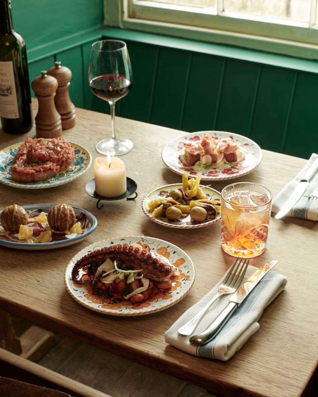 A spread of food at The New Inn, Cotswolds