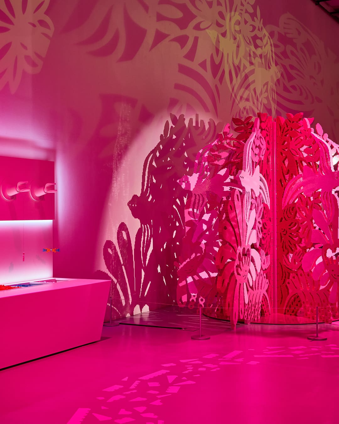 Pink hues at Lego's Superpower Studios exhibition in Paris