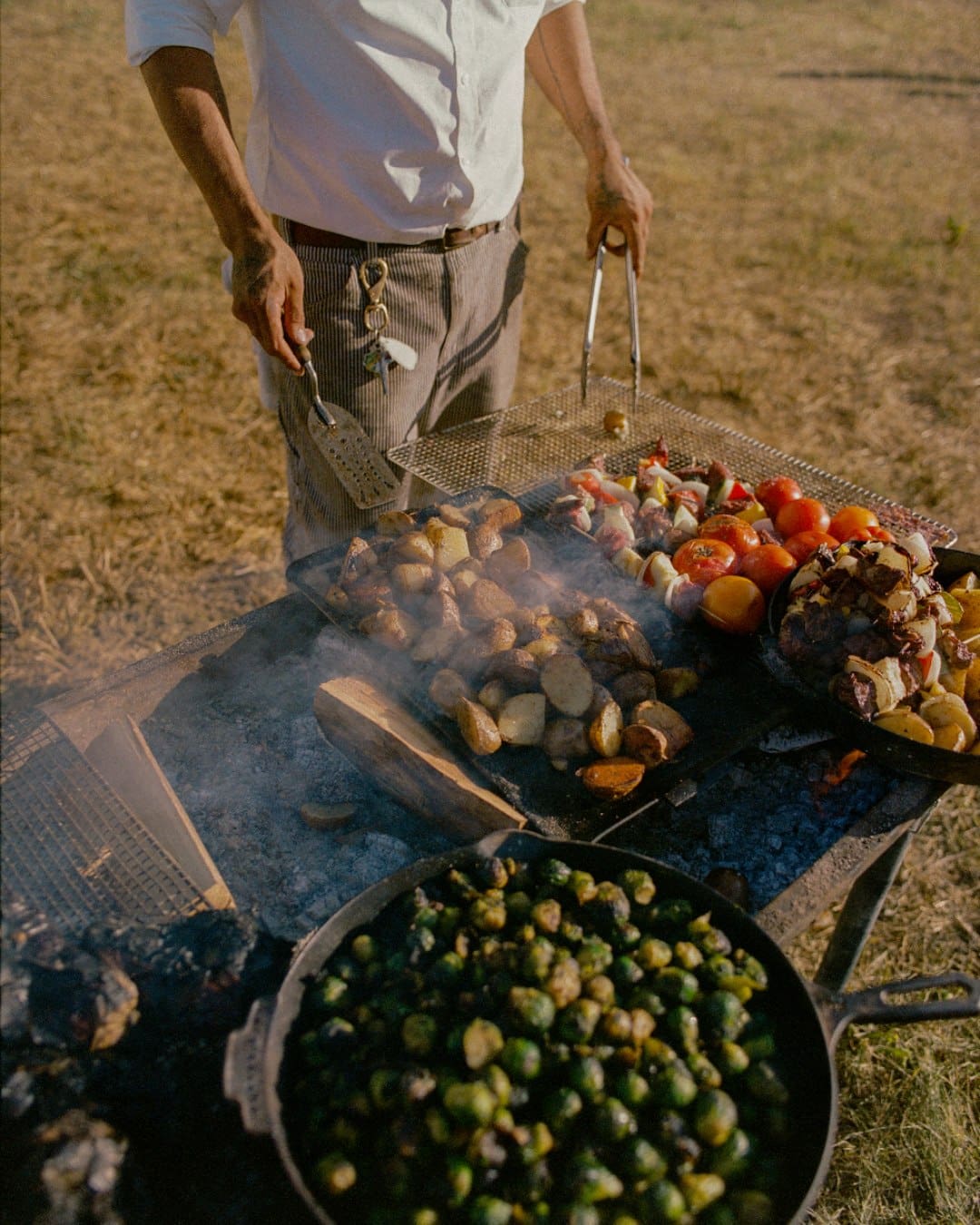 Vegetables cooked over open fire at Paintrock Canyon Ranch