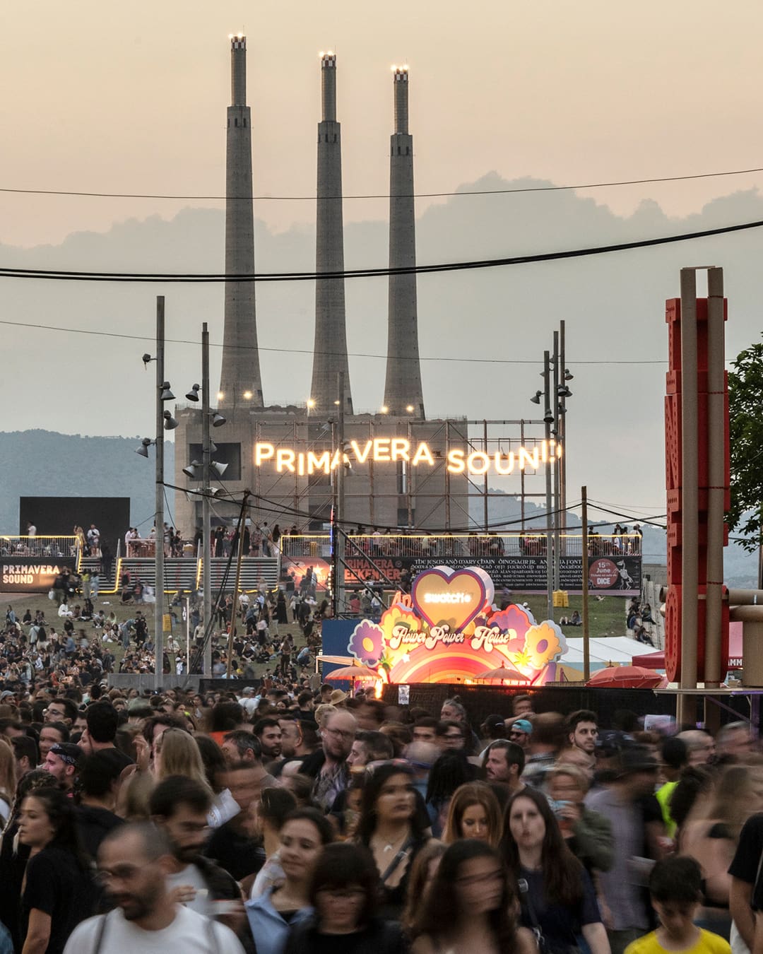 Crowds captured at sunset at Primavera Sound Festival in Barcelona