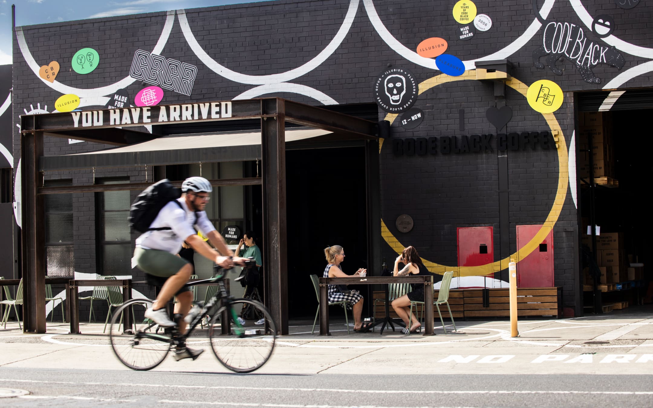 Outside Code Black Coffee in Melbourne. Photo by Guy Lavoipierre