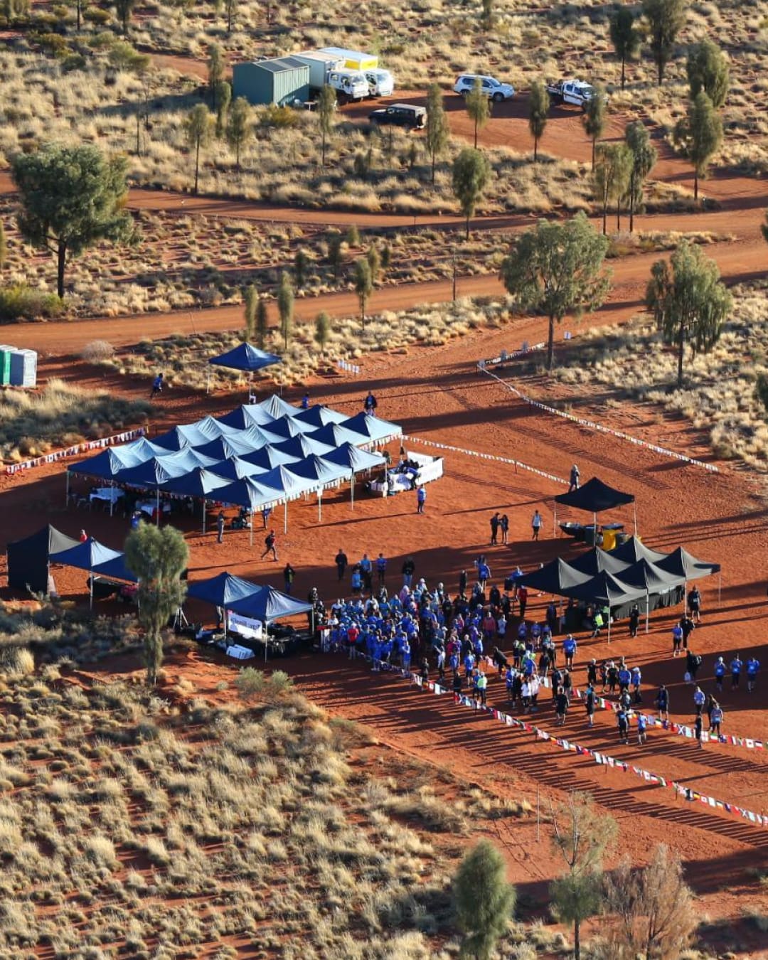 Runners preparing to run the Australian Outback Marathon.